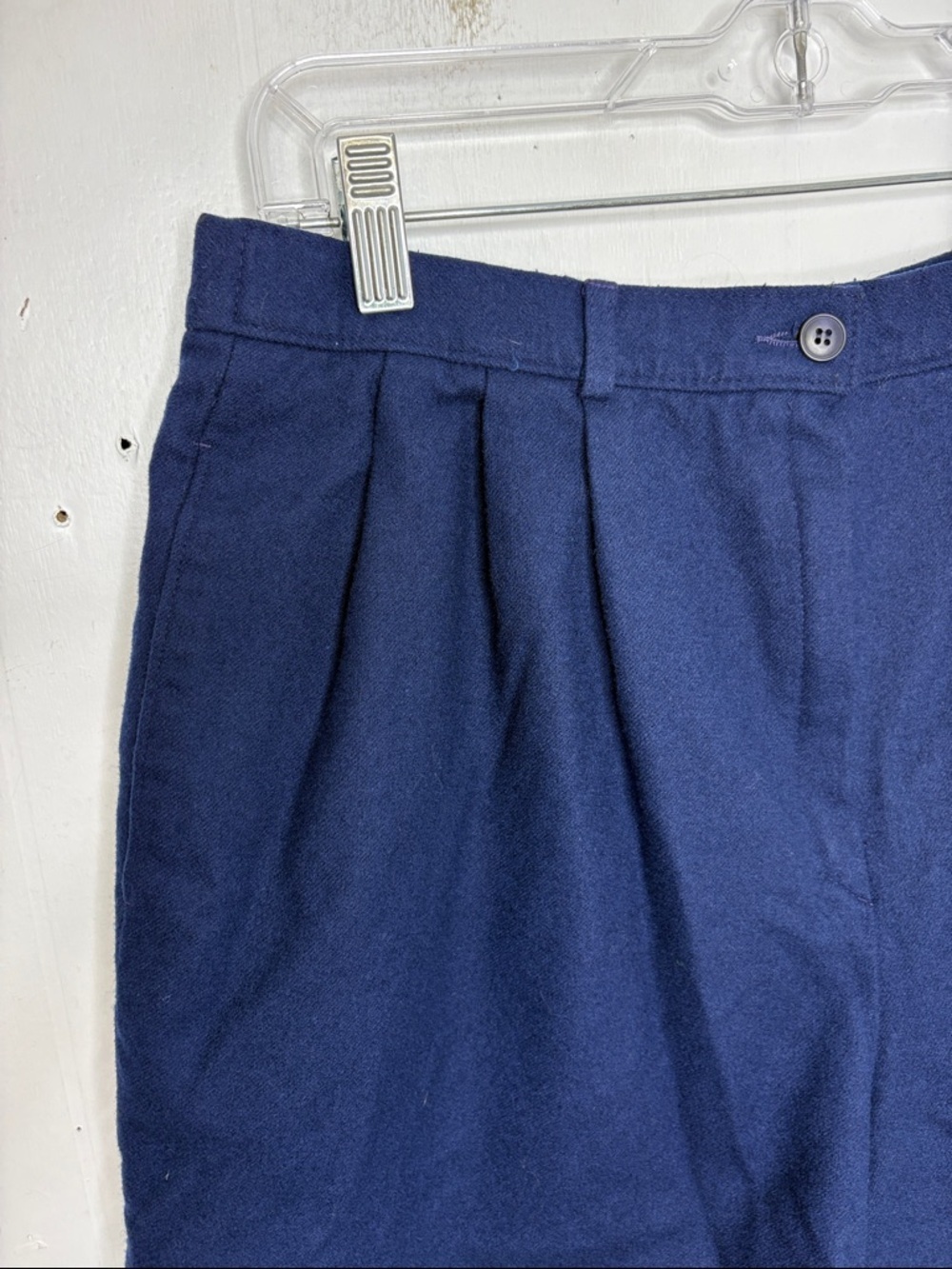 Pendleton Shorts Womens 16 Petite Virgin wool Midi high waisted pleated Navy - Picture 5 of 6